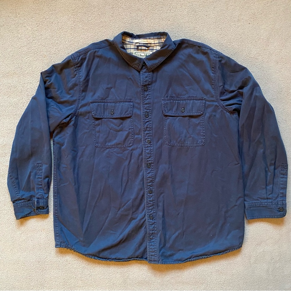 LL Bean Shirt Mens Extra Large Long Sleeve Button Up VTG Flannel Lined Hurricane